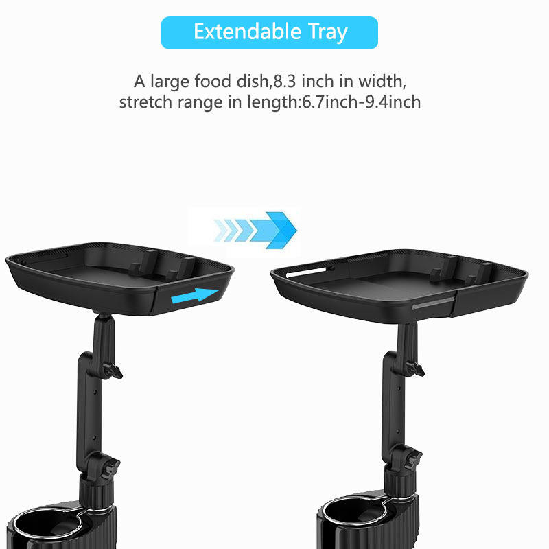 Plastic Expandable Car Cup Holder Tray with Phone Stand Storage Table - Universal Middle Seat Fitmen
