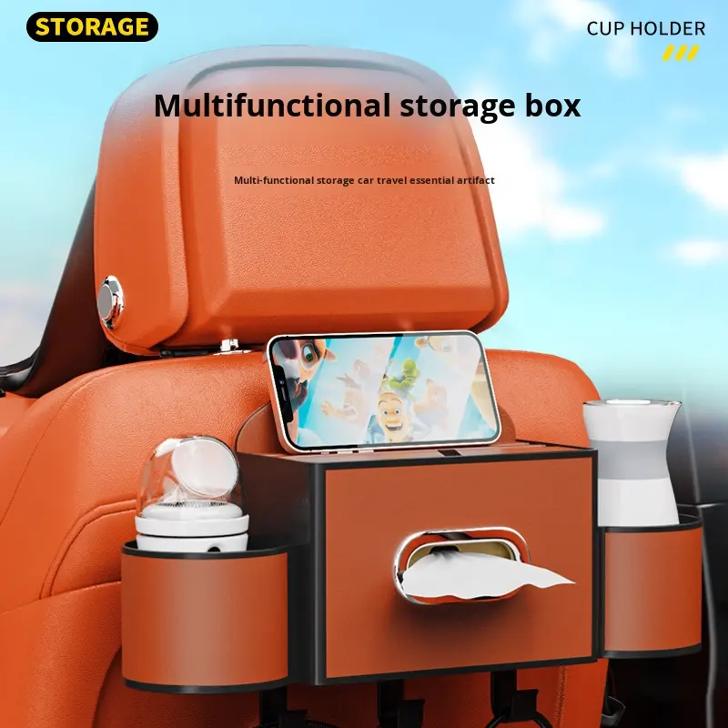 Modern Plastic Car Seat Back Storage Box CNS-288 | Yiwu Do<i></i>ngfeng Trading | Car Organizer with Cup Ho